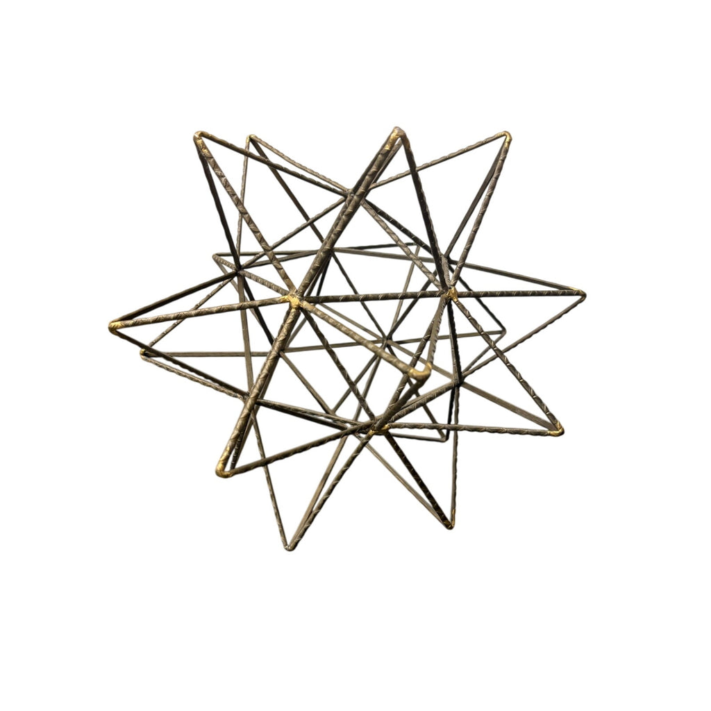 Large Gold Metal Geometric Star Sculpture 3D Wire Celestial Home Decor