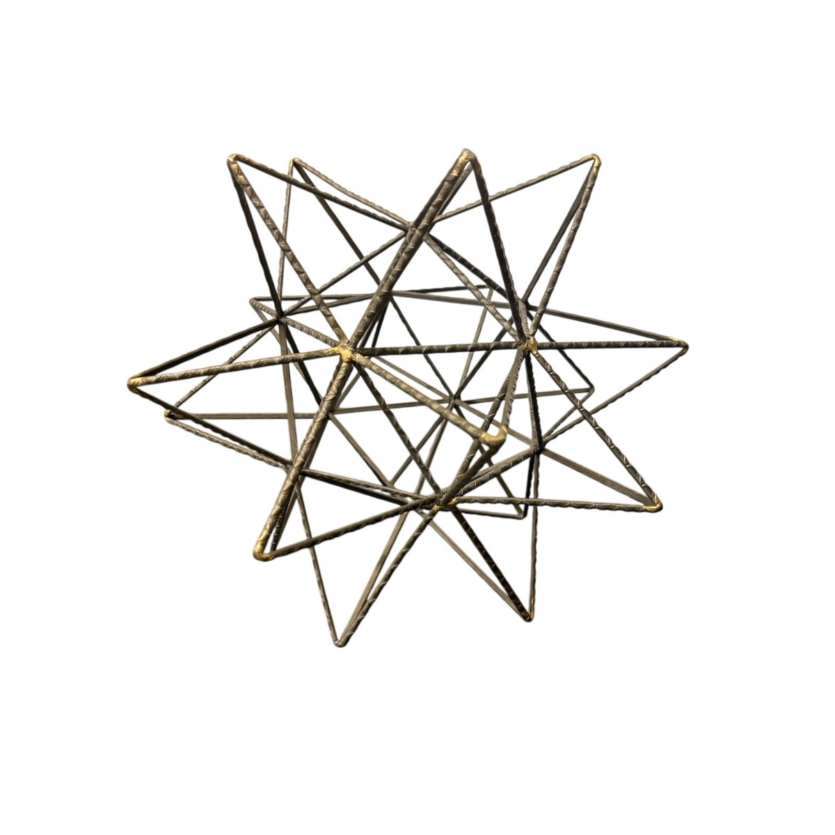 Large Gold Metal Geometric Star Sculpture 3D Wire Celestial Home Decor