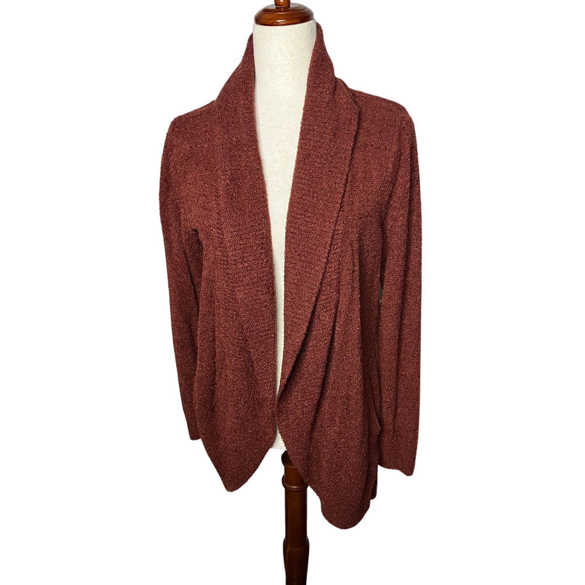 Max & Mia Women’s Medium Rust Burnt Orange Draped Open Front Cardigan Cozy