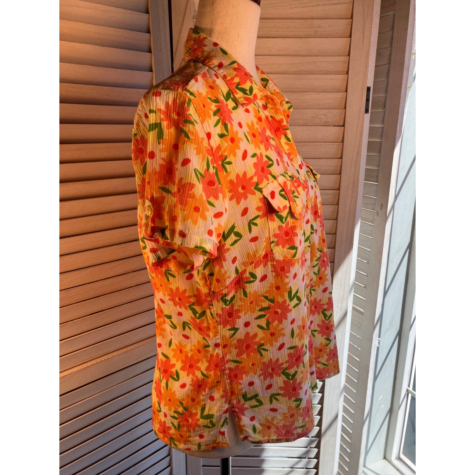 Christopher & Banks Floral Button up Blouse Size L