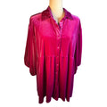 Pink Velour Button Up Blouse 3/4 length sleeves