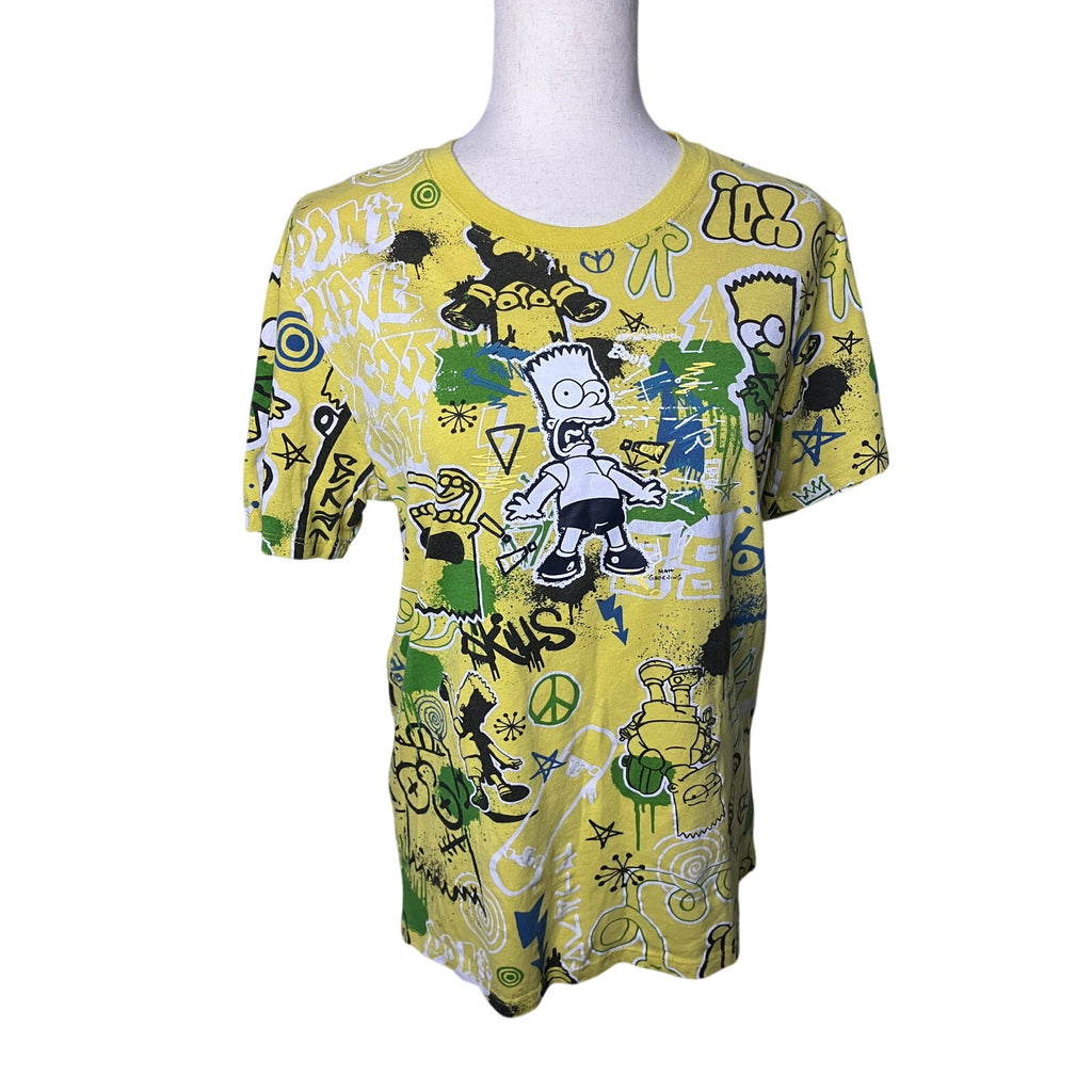 The Simpsons Bart Simpson Yellow Allover Graffiti Graphic T-Shirt Small