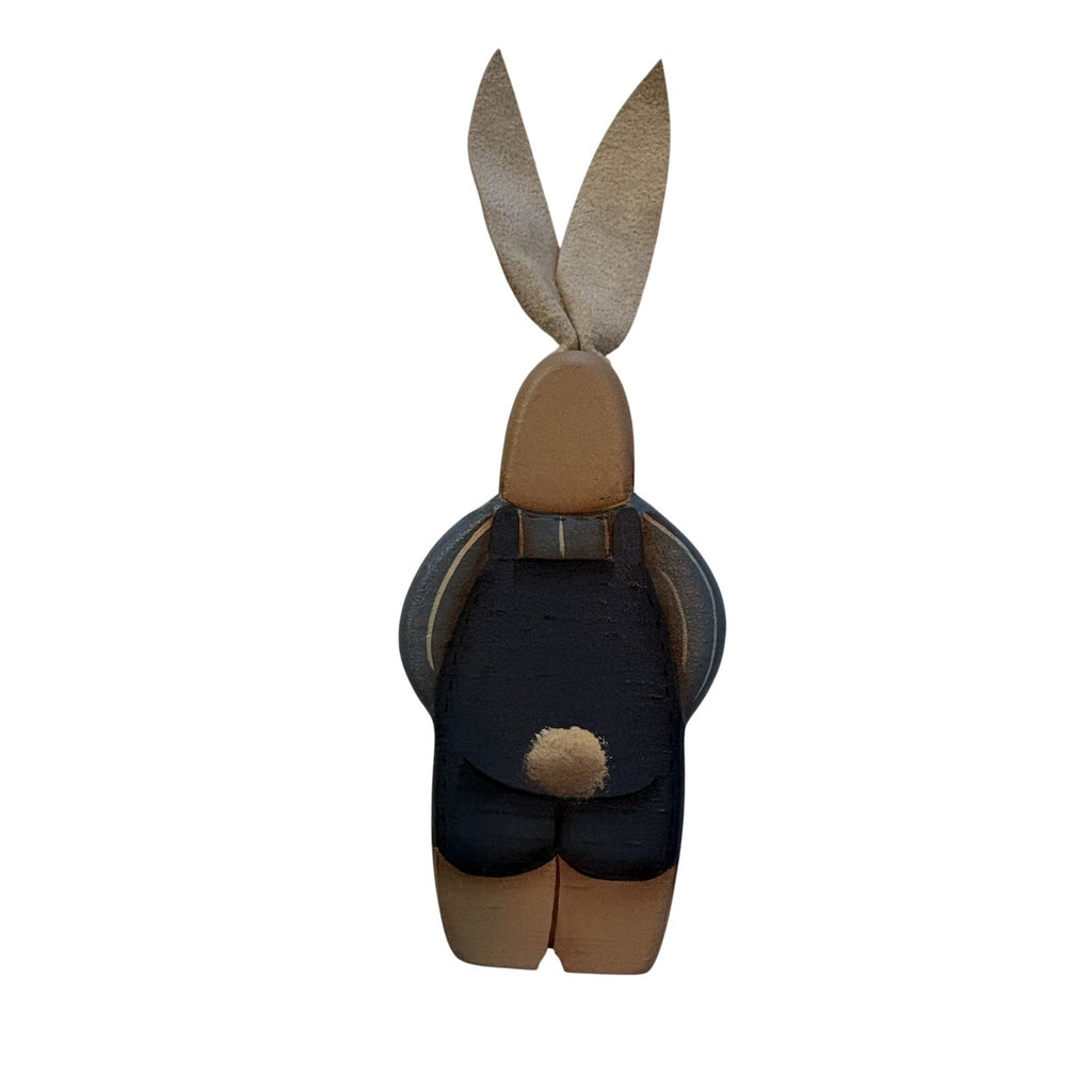 Denise H. Bunn 1988 Signed Hand Painted Wood Bunny/Rabbit Figurines Pair, 2 Pack