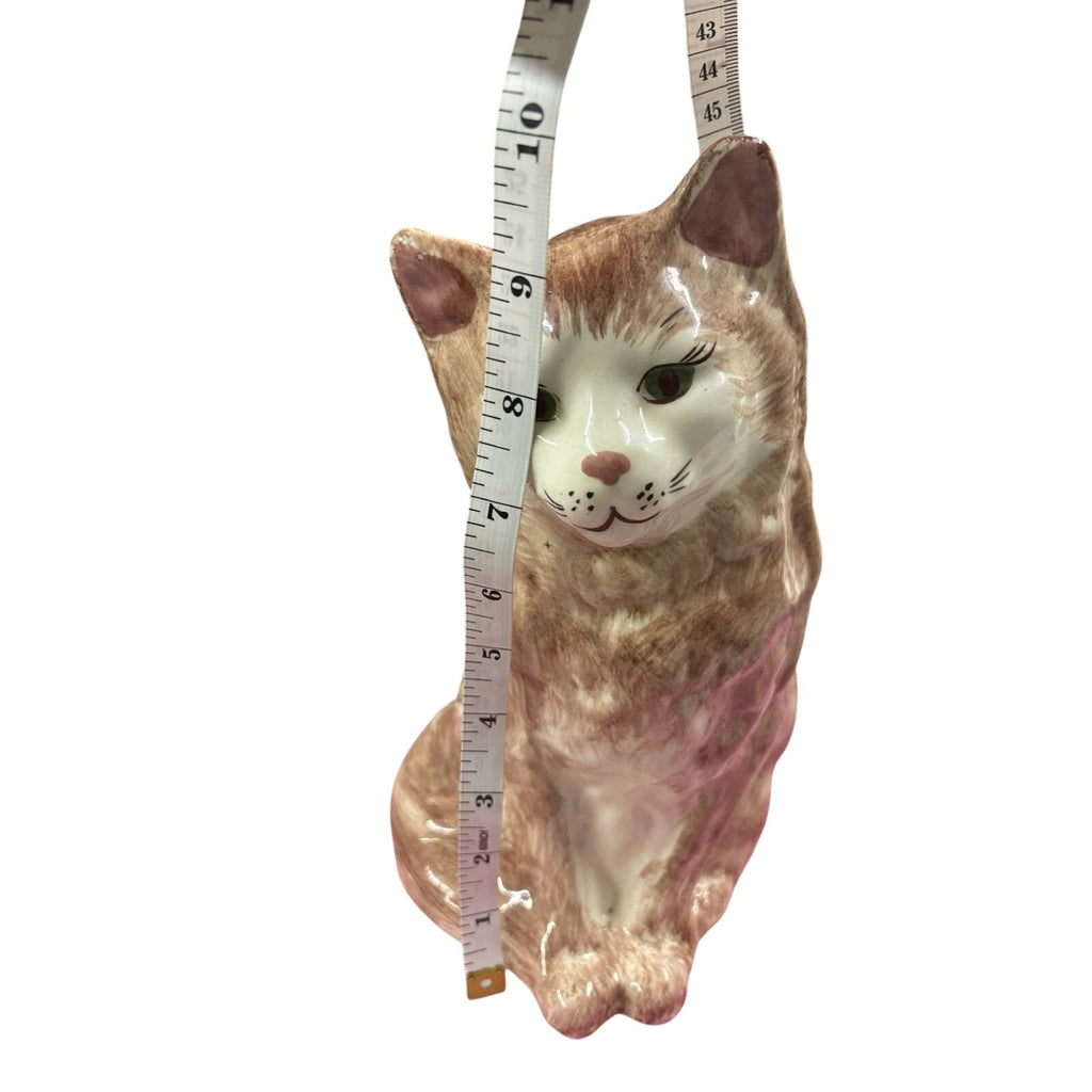 Ceramic Brown and White Cat Figurine, Approx. 9” Tall