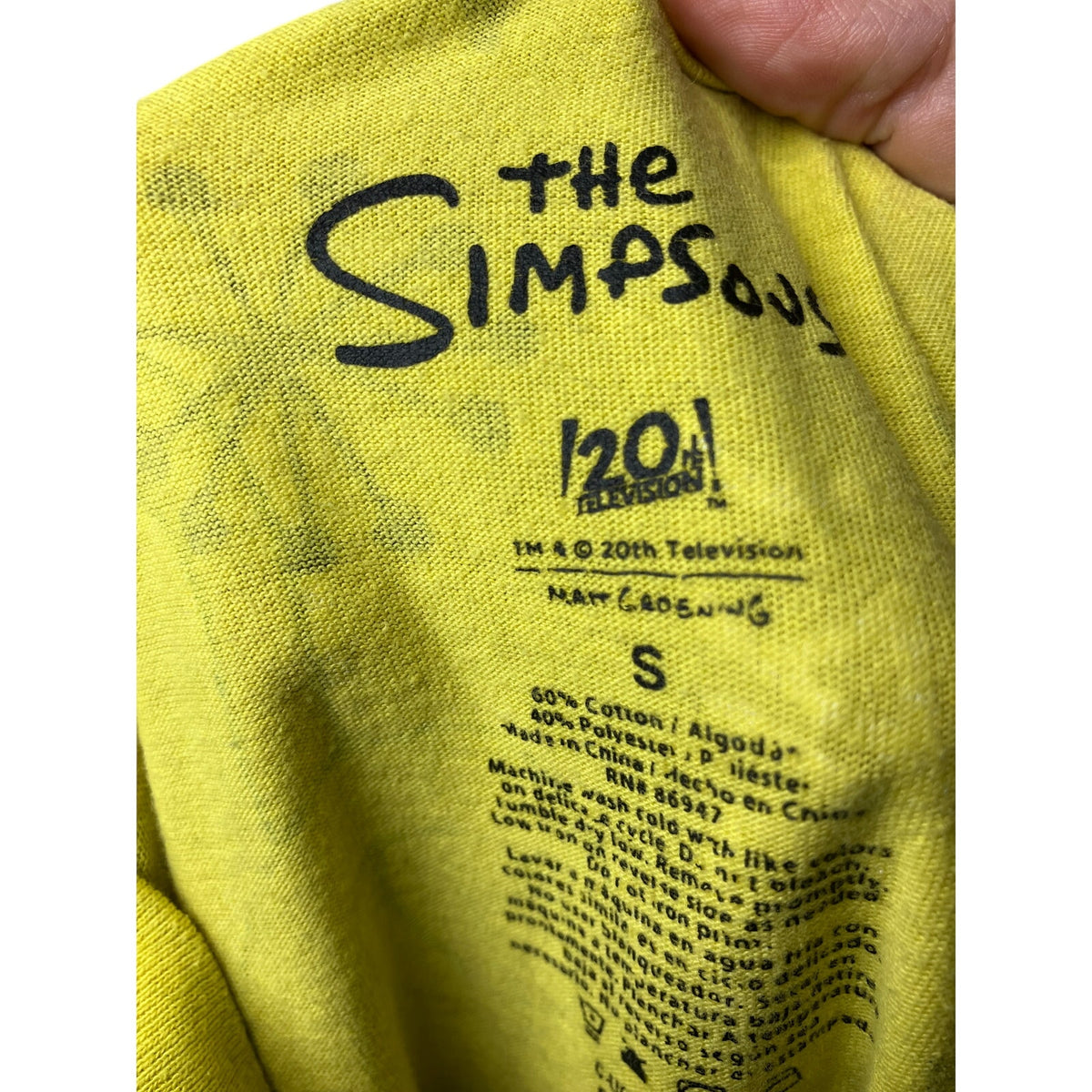 The Simpsons Bart Simpson Yellow Allover Graffiti Graphic T-Shirt Small
