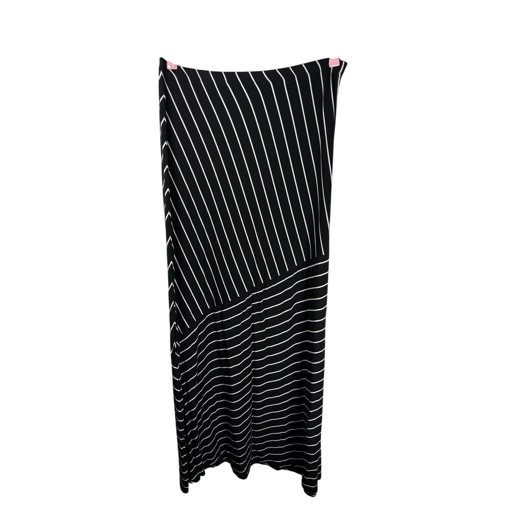 Matty M Black White Striped Asymmetrical Maxi Skirt Size Medium