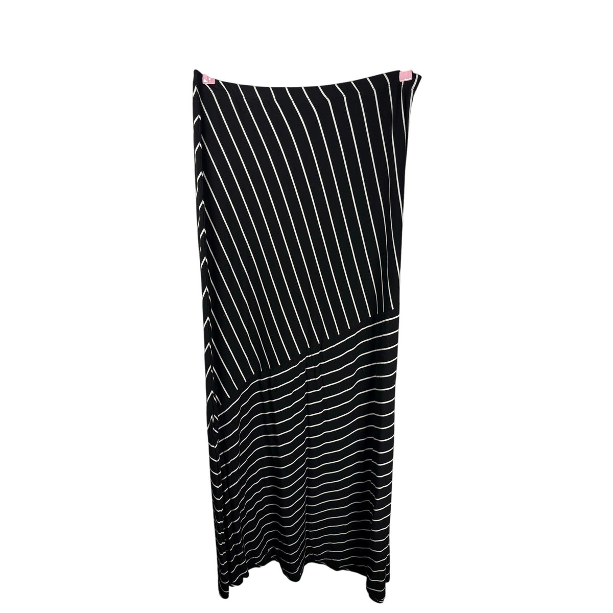 Matty M Black White Striped Asymmetrical Maxi Skirt Size Medium