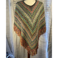 Justin Charles Multicolor Chevron Knit Acrylic Fringe Shawl Wrap