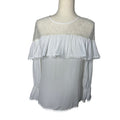 Maxsport Women’s Small White Lace Yoke Ruffle Long Sleeve Blouse. | Small