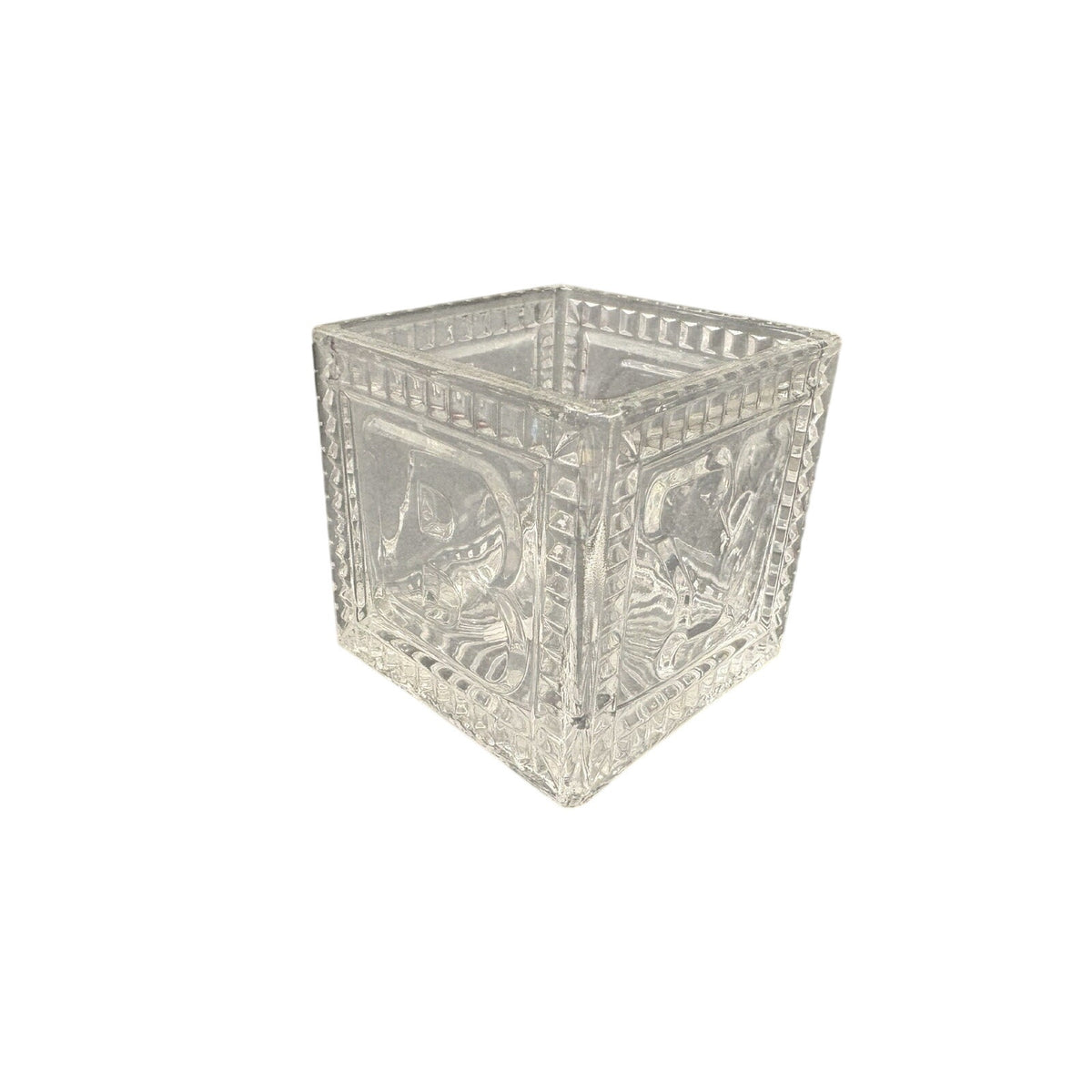 Clear Square Pressed Glass BABY square Open-Top Holder, Clear Glass Square Bowl