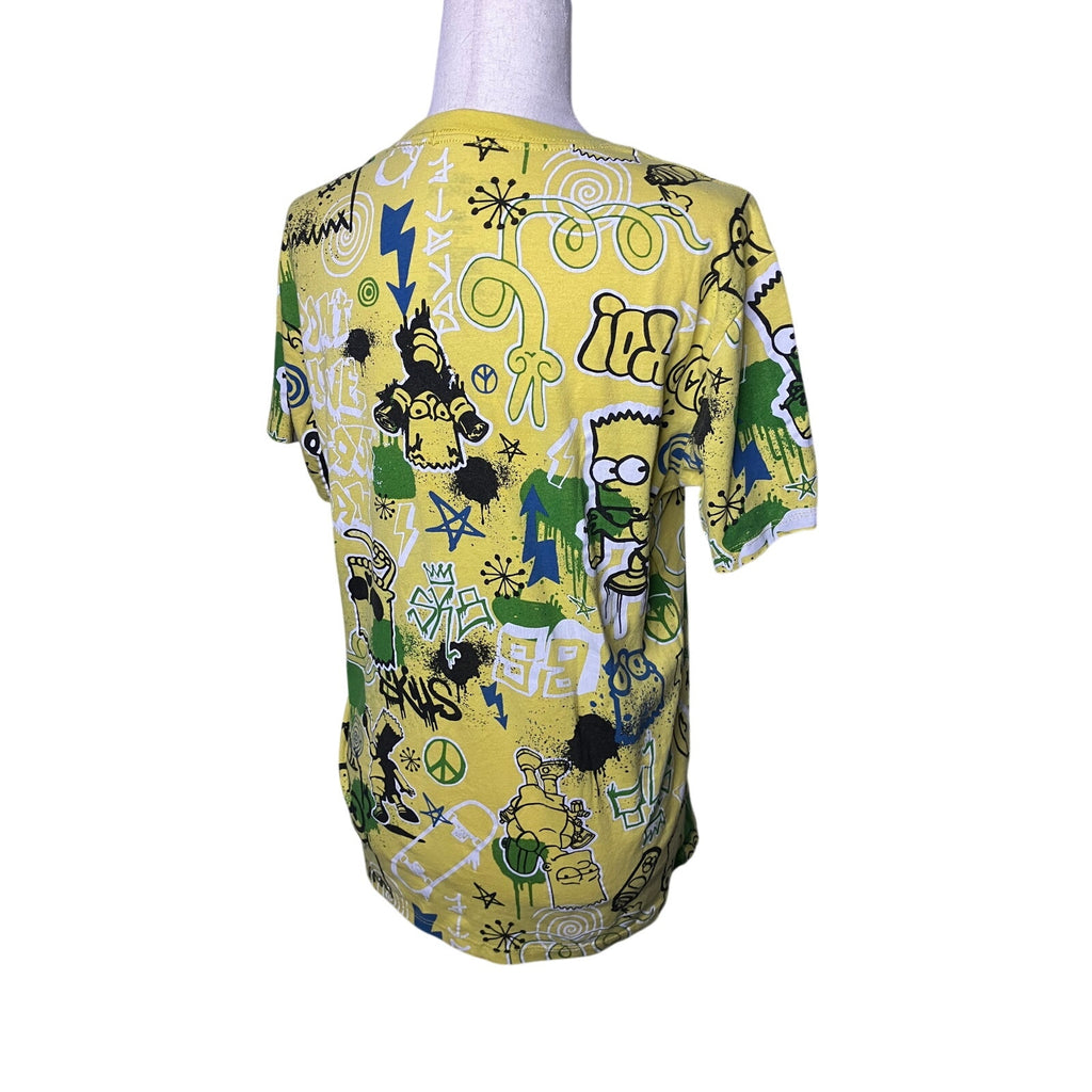 The Simpsons Bart Simpson Yellow Allover Graffiti Graphic T-Shirt Small