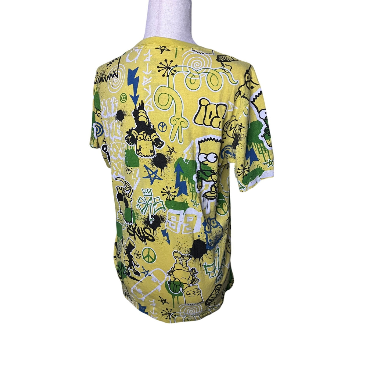 The Simpsons Bart Simpson Yellow Allover Graffiti Graphic T-Shirt Small