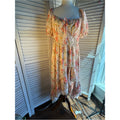 Romantic Ivory High-Low Floral Dress with Pink Roses side zip