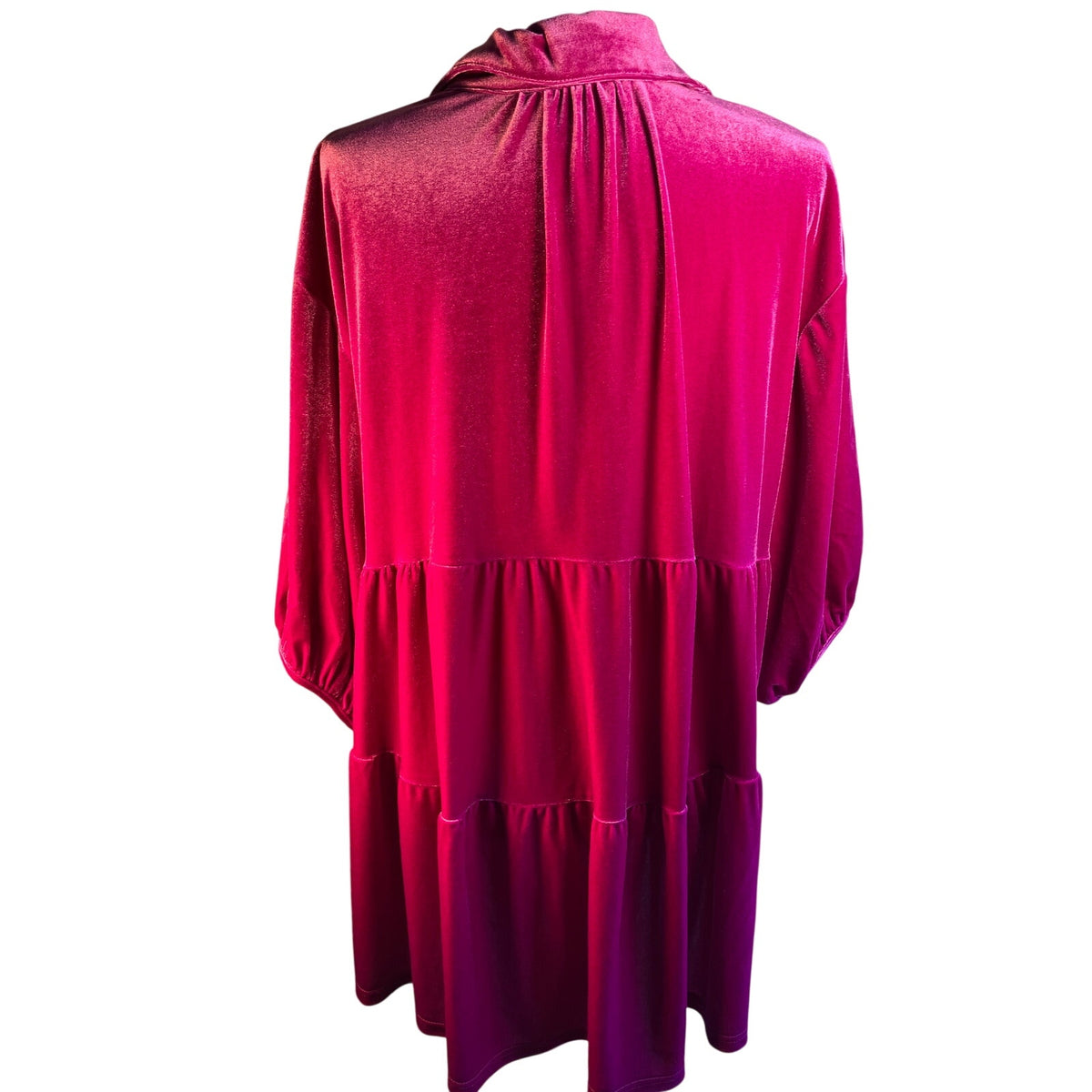 Pink Velour Button Up Blouse 3/4 length sleeves