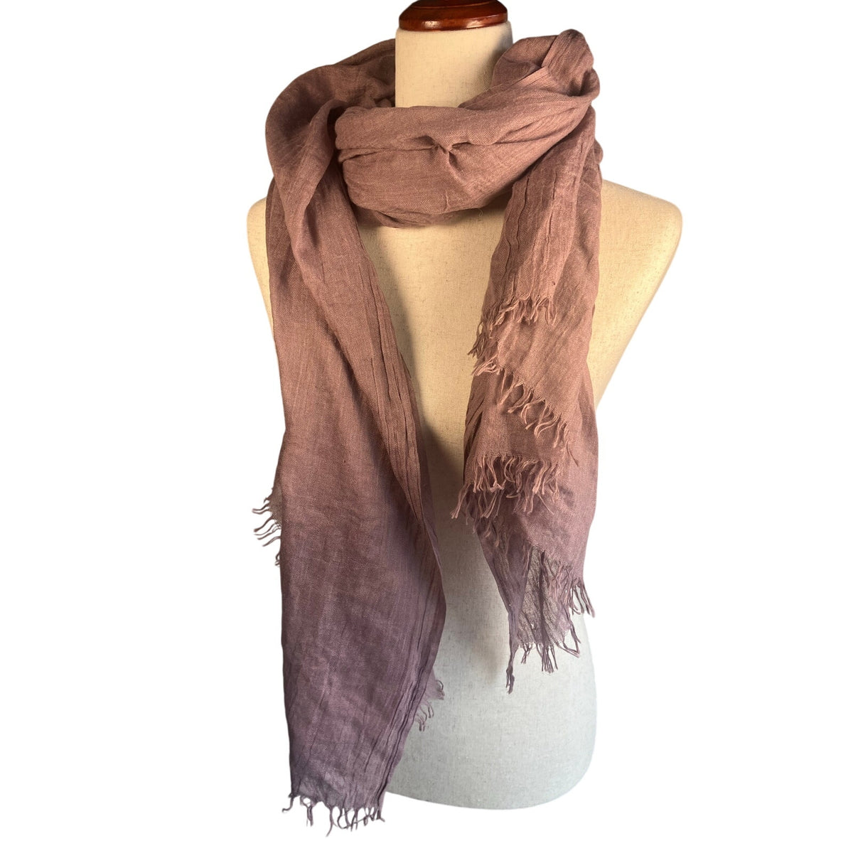 Dusty Mauve Lightweight Crinkle Scarf Wrap Shawl Fringe Boho Oversized