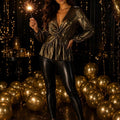 Bold Elements Gold metallic ruffle detail and long sleeves