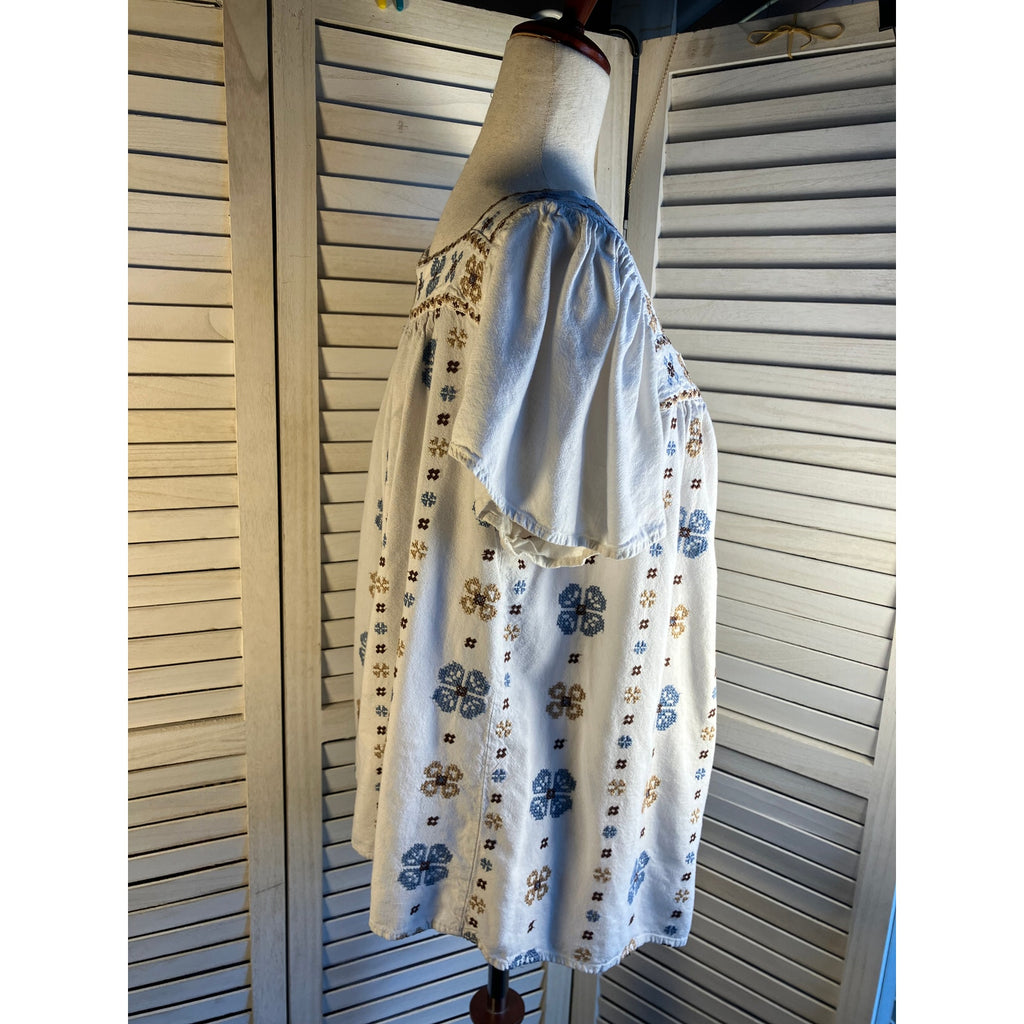 Torrid Womens Crossstitch Boho Blouse Size 1