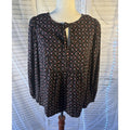 Universal Thread Black Floral Tie Neck Blouse Round Neck Woven Rayon M