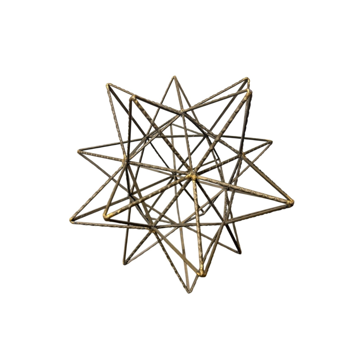 Large Gold Metal Geometric Star Sculpture 3D Wire Celestial Home Decor