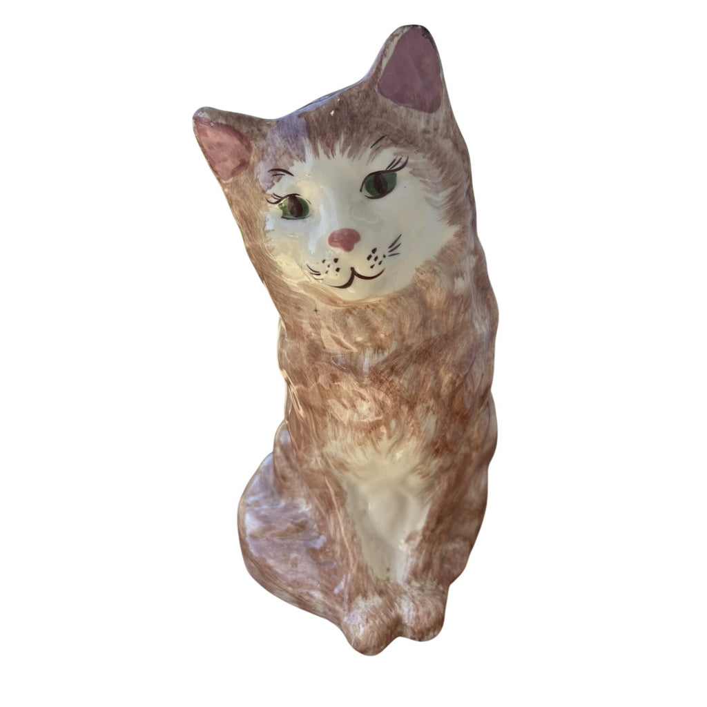 Ceramic Brown and White Cat Figurine, Approx. 9” Tall