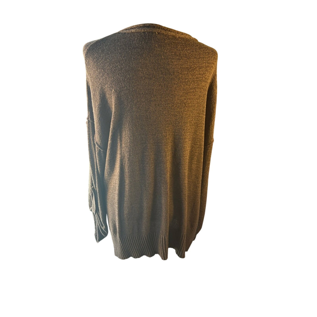 She + Sky Brown Button Henley Knit Top
