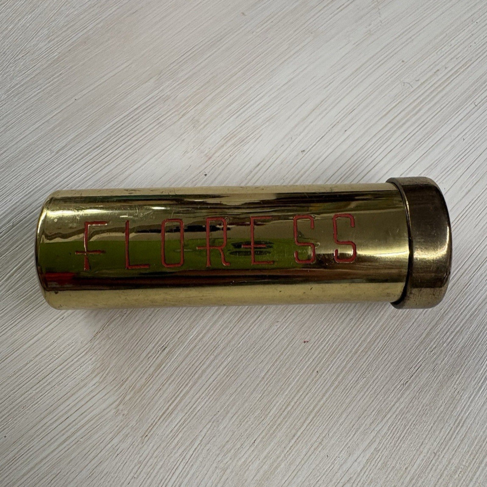 Vintage FLORESS Twilight Fuchsia Lipstick Gold Tone Metal Tube Rare Cosmetic