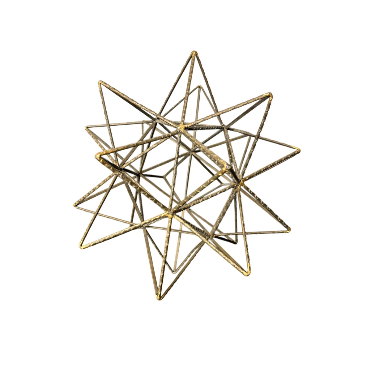 Large Gold Metal Geometric Star Sculpture 3D Wire Celestial Home Decor