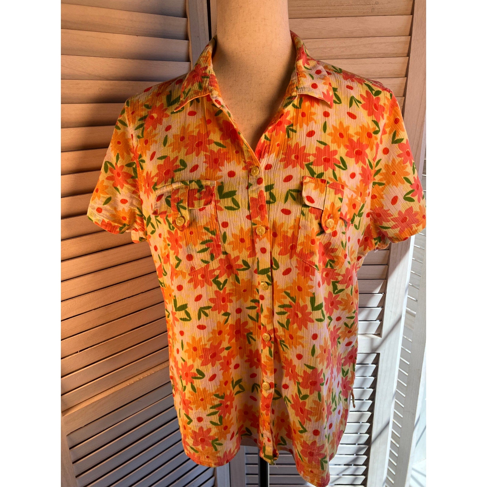 Christopher & Banks Floral Button up Blouse Size L