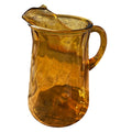 VTG Amber Pressed Glass Pitcher Hammered Pattern Handle 48 fl oz MCM