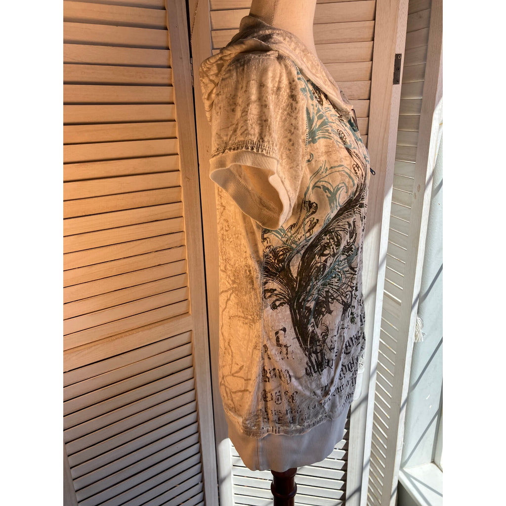 Maurices Y2K Zip Up Short Sleeve Hoodie Size XL