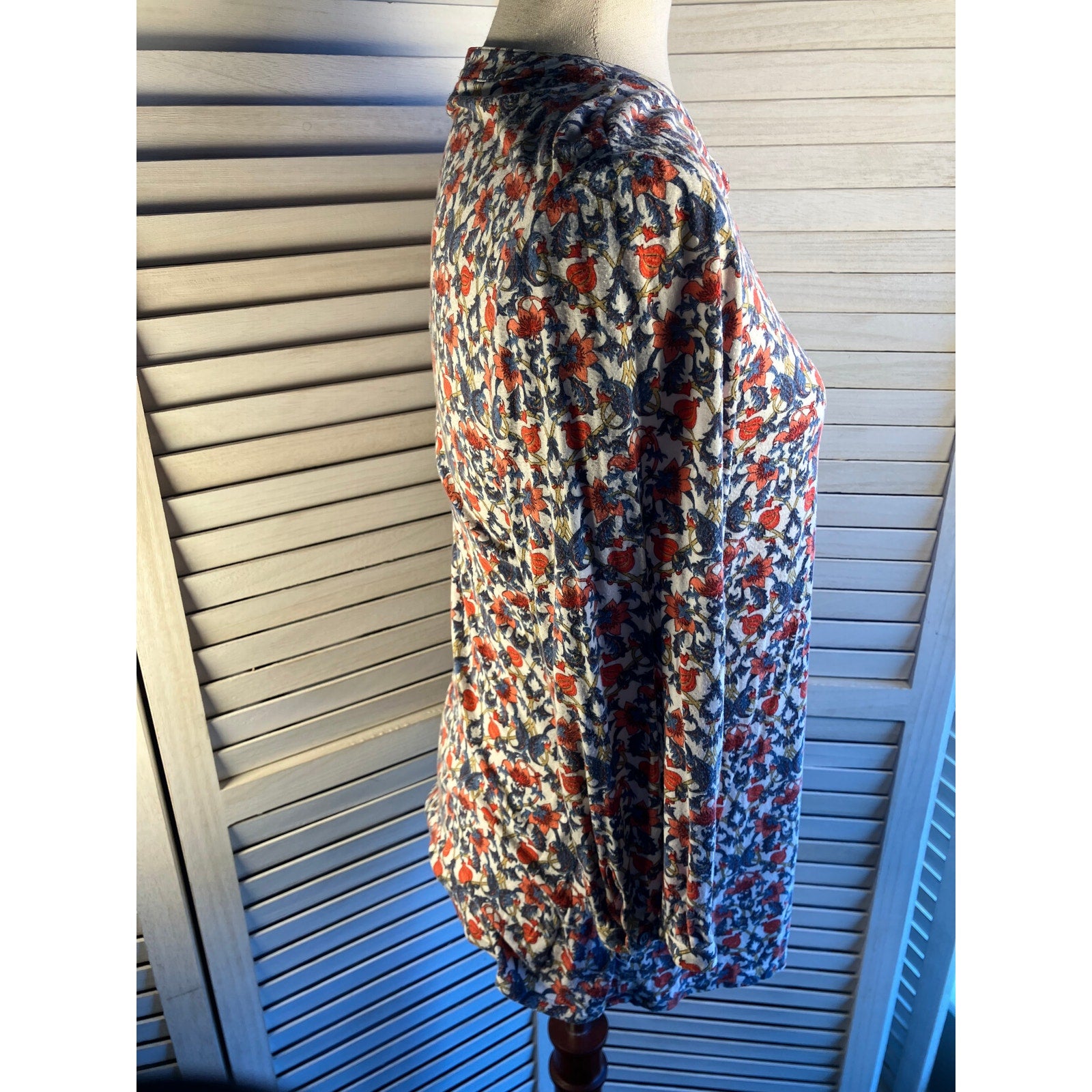 Floral Cotton Top 3/4 length sleeve Size 10/M