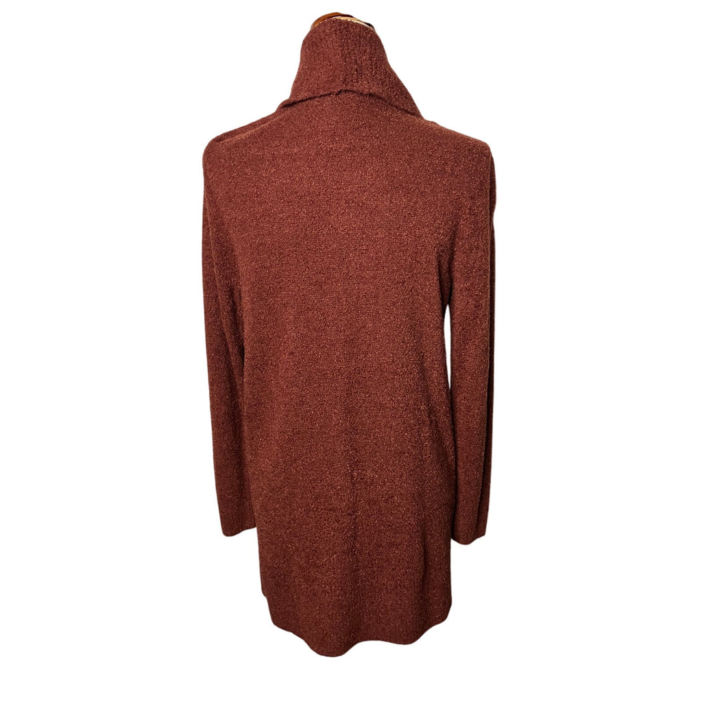 Max & Mia Women’s Medium Rust Burnt Orange Draped Open Front Cardigan Cozy
