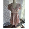 XS/S A-Line Short Pink Green Floral Flutter Sleeve V-Neck Sundress Ruffle