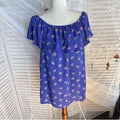 Simply Styled by Sears Purple Floral Chiffon Off-Shoulder Ruffle Blouse L