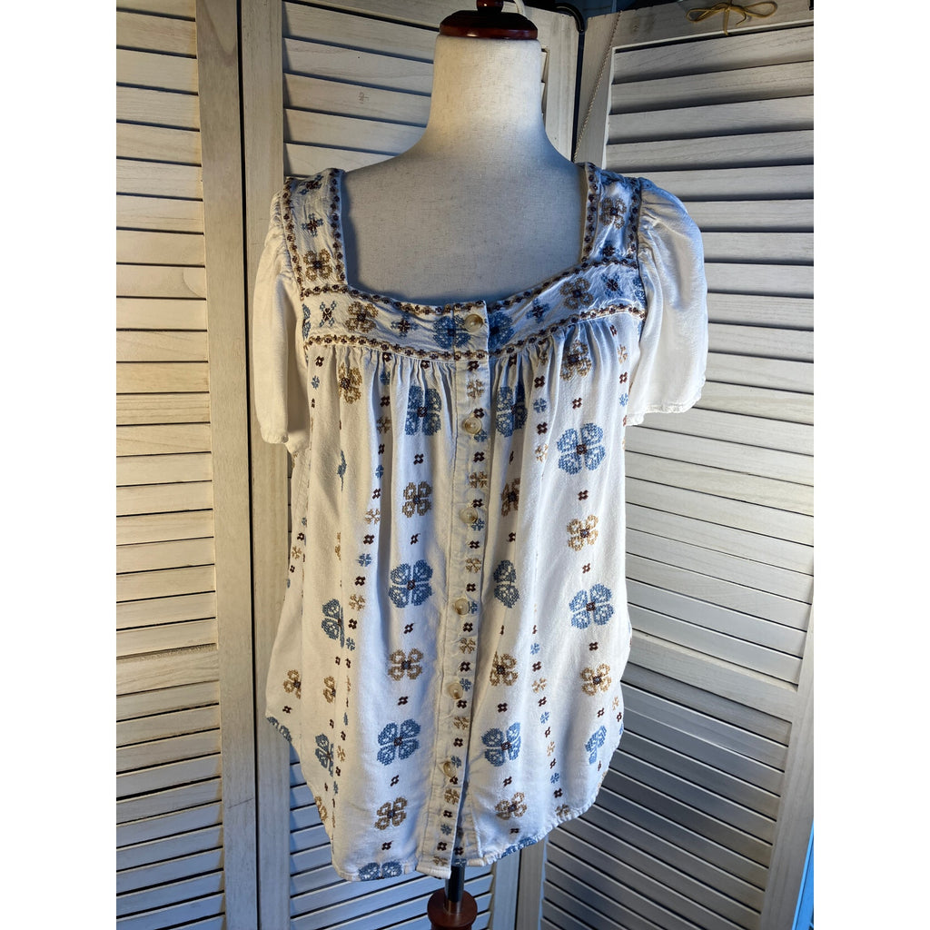 Torrid Womens Crossstitch Boho Blouse Size 1