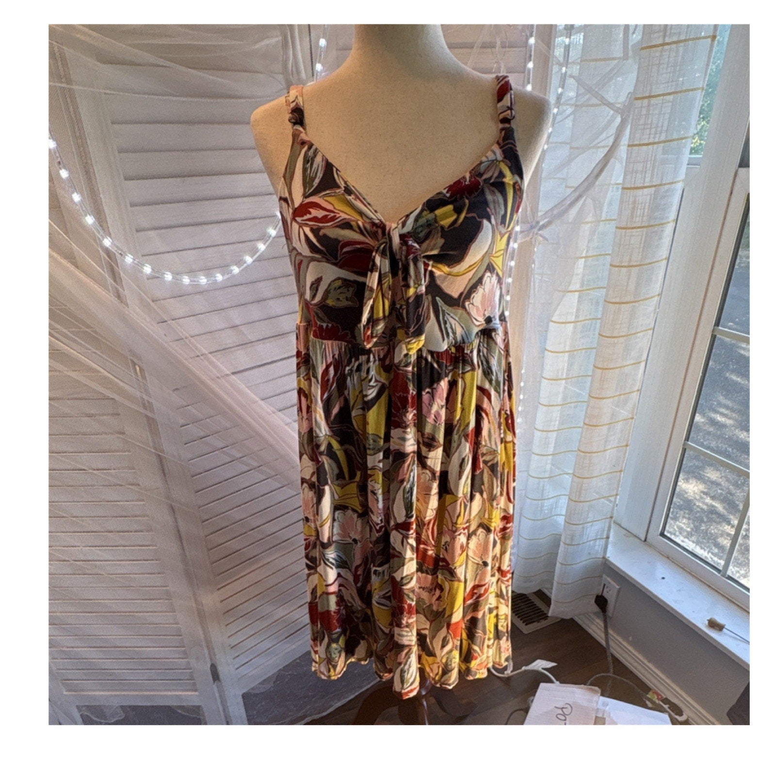 Torrid Knit Floral Sleeveless Knee Length Strappy Dress Size 0 Multicolor