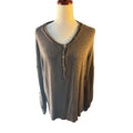 She + Sky Brown Button Henley Knit Top