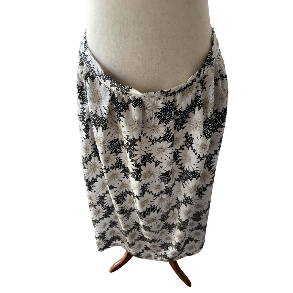 Cricket Lane Floral A-Line Midi Skirt Womens 18 Black White Elastic Waist