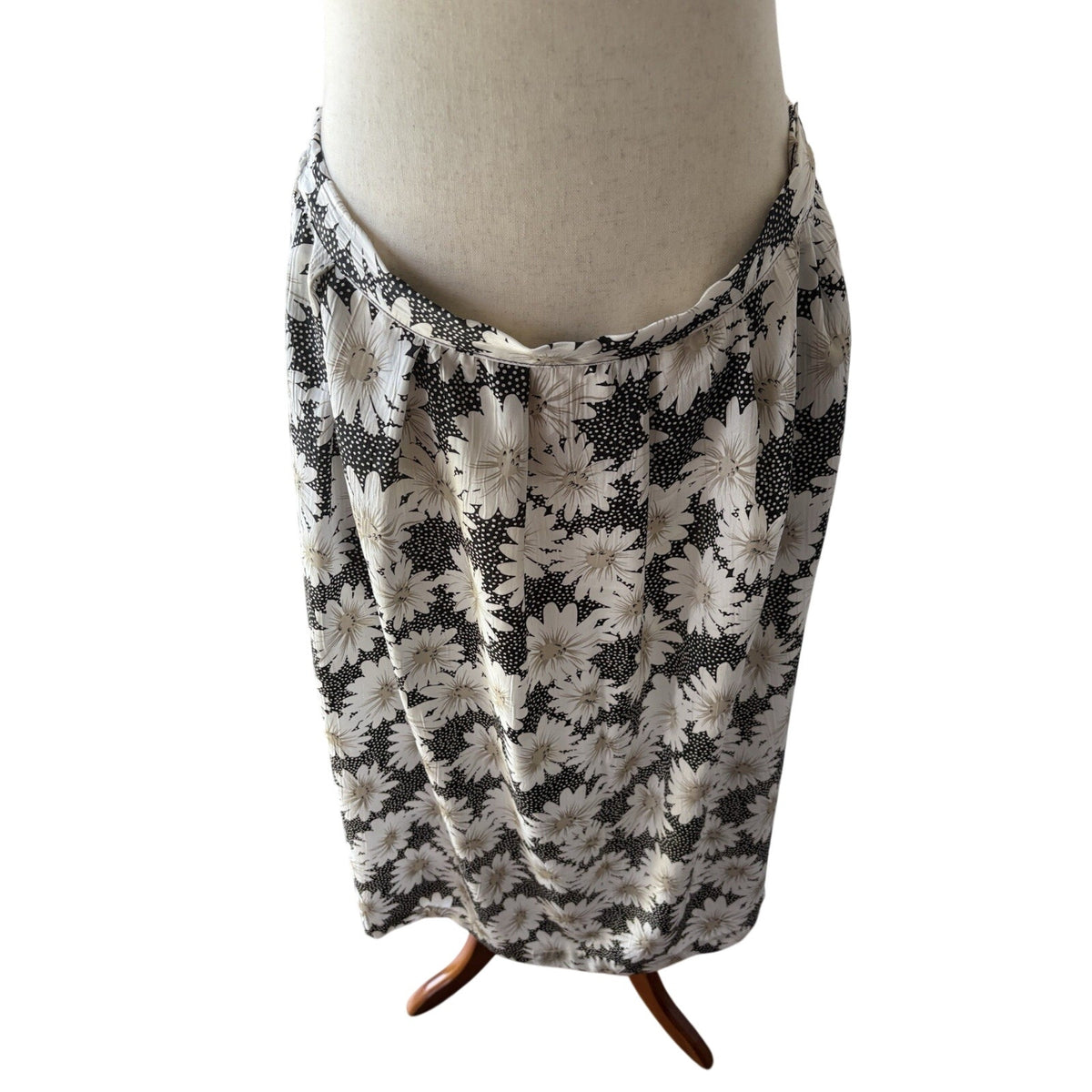 Cricket Lane Floral A-Line Midi Skirt Womens 18 Black White Elastic Waist