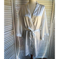 Cerrie Women’s Ivory Satin Kimono Robe Belted Tie V-Neck 3/4 Sleeve S
