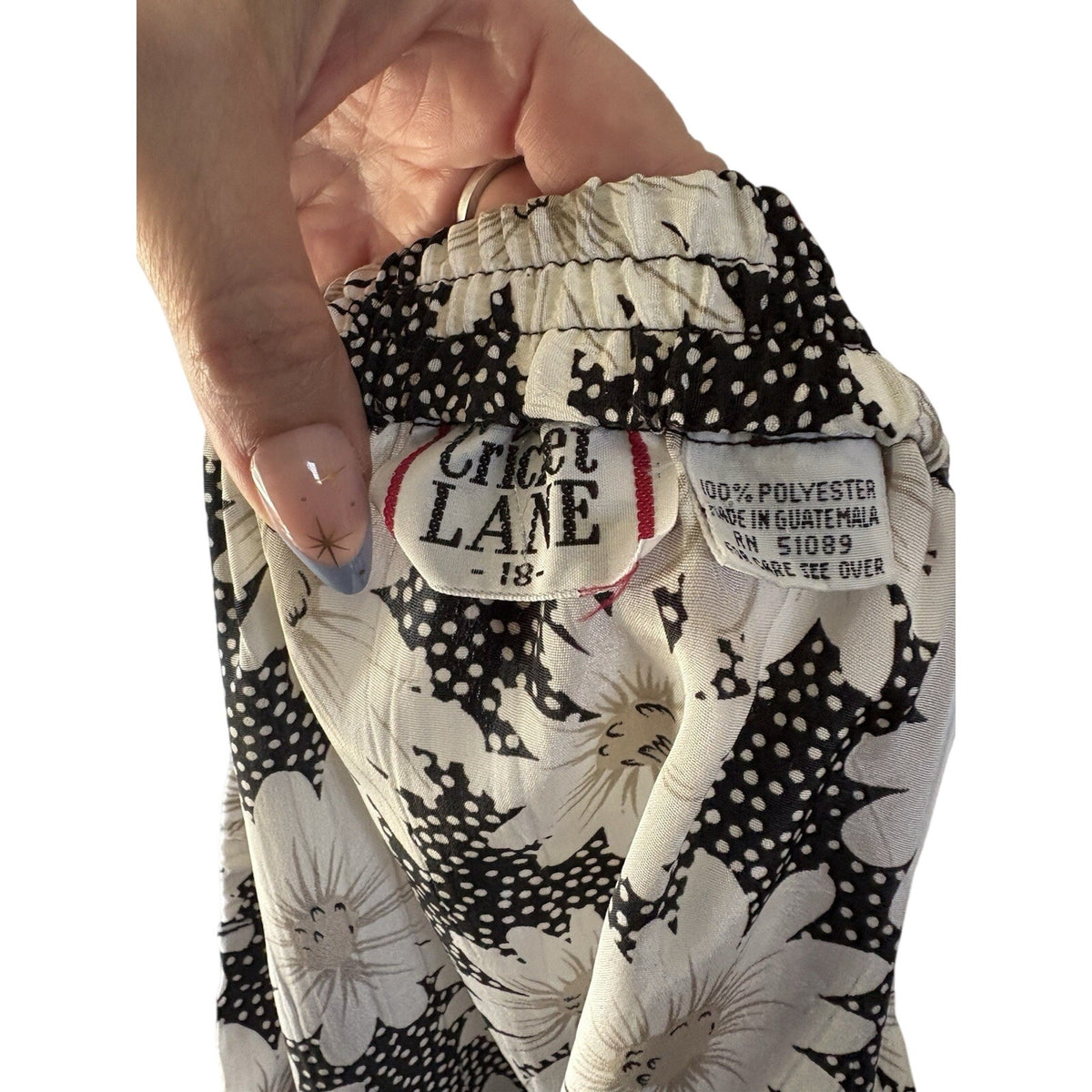 Cricket Lane Floral A-Line Midi Skirt Womens 18 Black White Elastic Waist