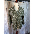 No Boundaries Olive Green Floral Button-Down Peplum Top