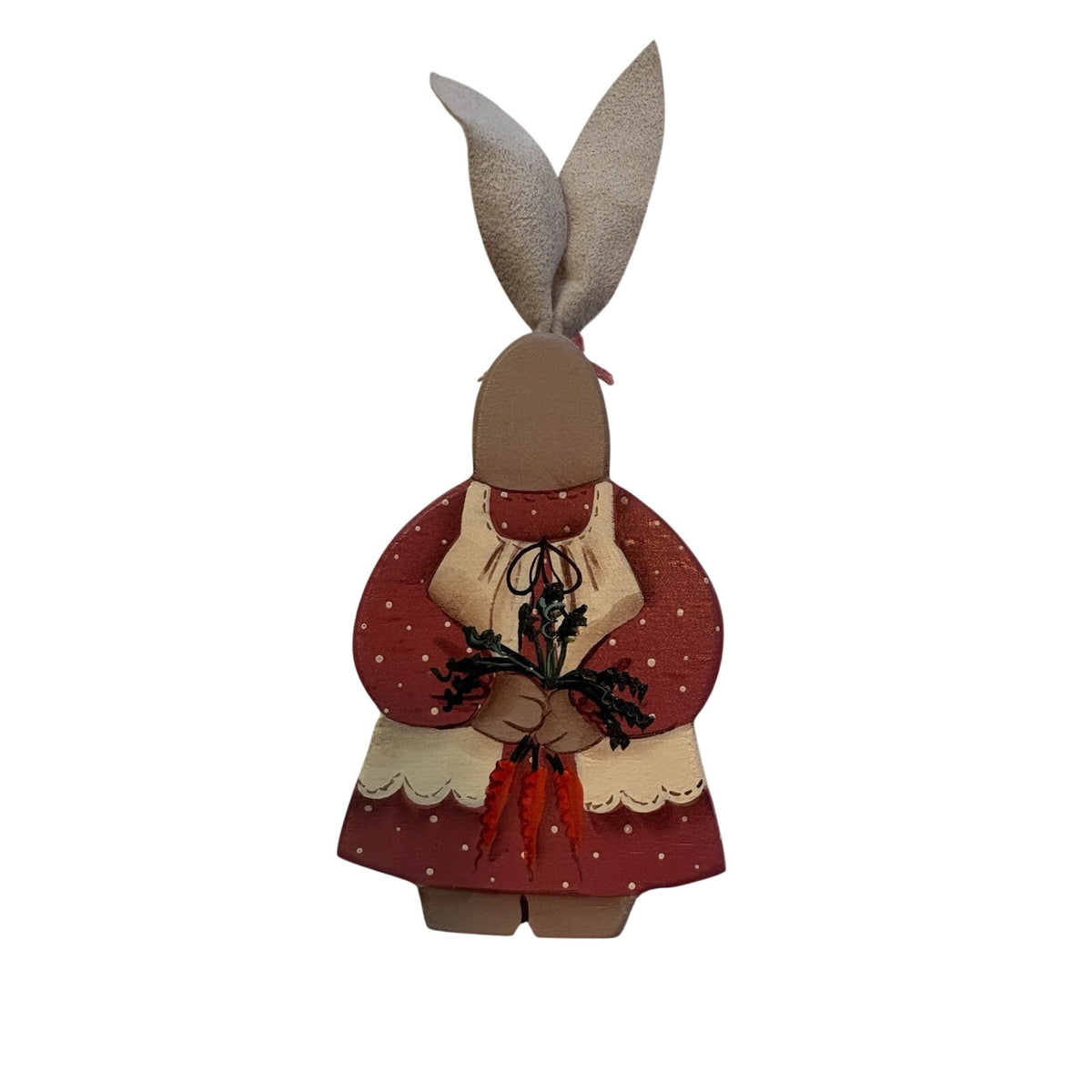 Denise H. Bunn 1988 Signed Hand Painted Wood Bunny/Rabbit Figurines Pair, 2 Pack