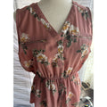 Justify Pink Floral Chiffon Blouse V-Neck Sleeveless Peplum Lightweight XL