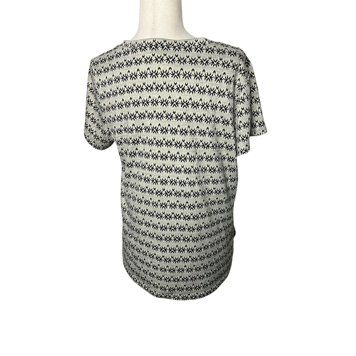 Studio B by Bobeau Women’s XL Cream Black Geometric Knit Short Sleeve Top