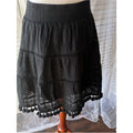 LOFT Black Tiered Tassel-Hem Skater Skirt