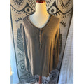 She + Sky Brown Button Henley Knit Top