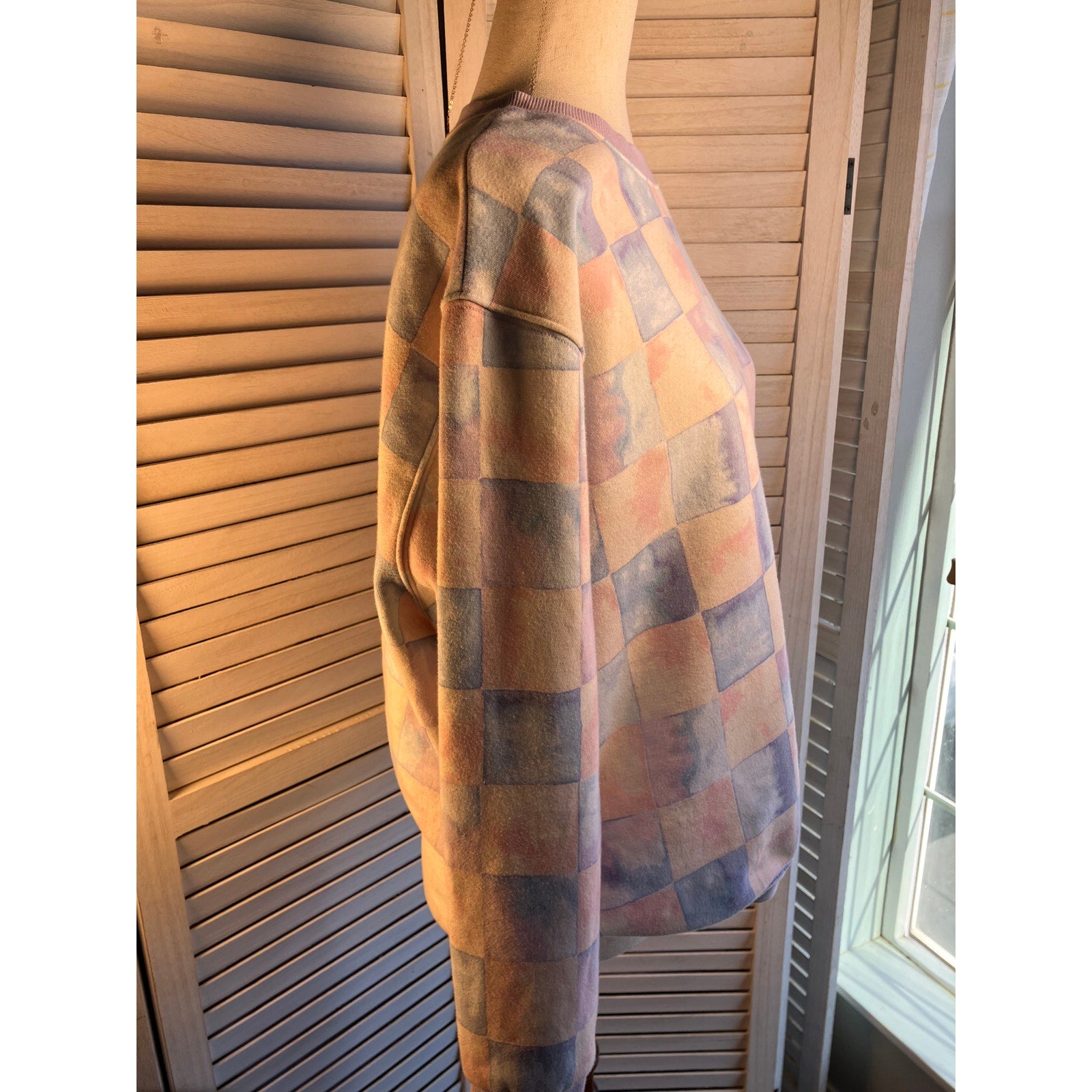 Pink & Blue Checkered Sweatshirt Size S