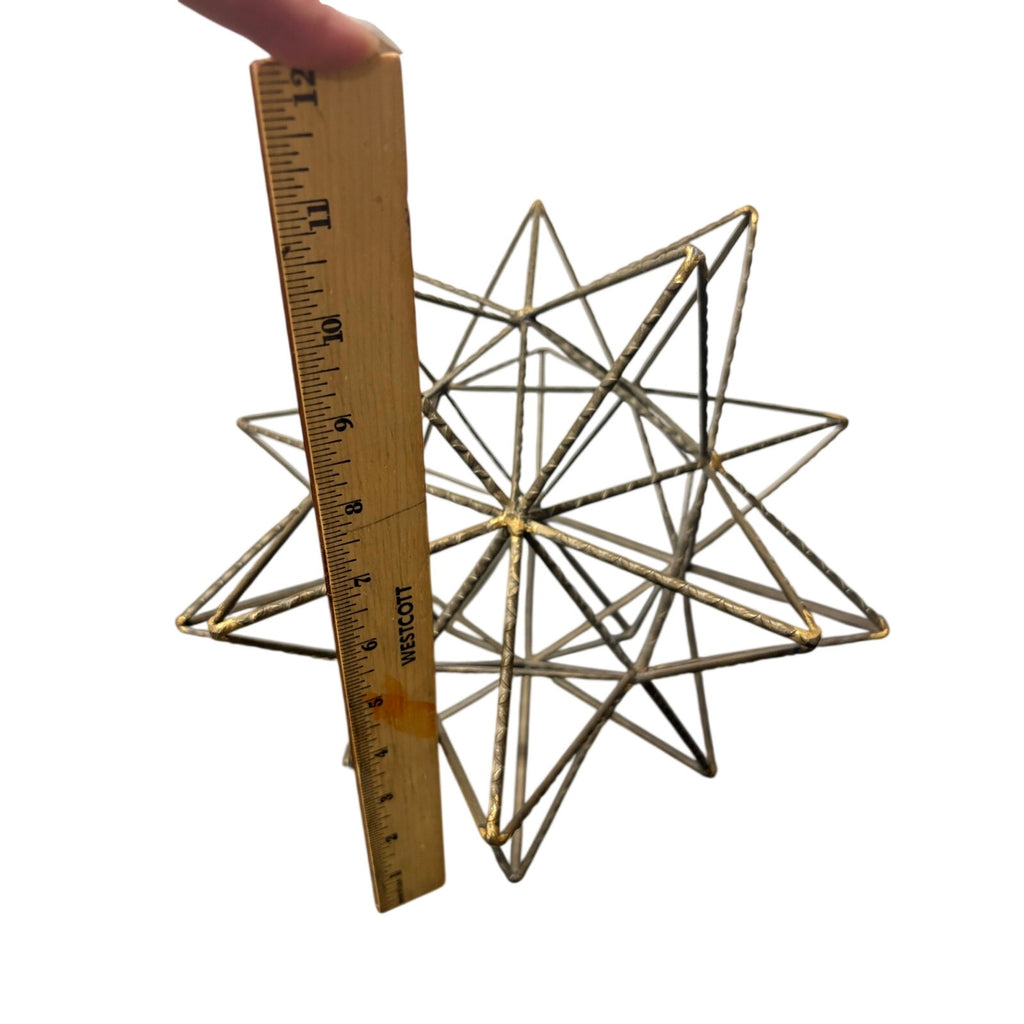 Large Gold Metal Geometric Star Sculpture 3D Wire Celestial Home Decor