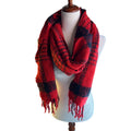 GAP Red Black Buffalo Plaid Oversized Blanket Scarf Fringe 2018